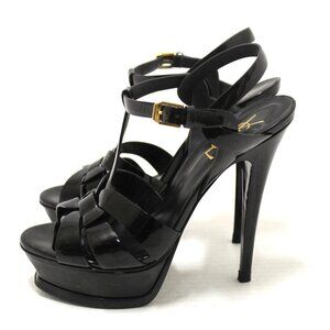 GORGEOUS YSL Tribute Black Patent Leather Heels Size 39